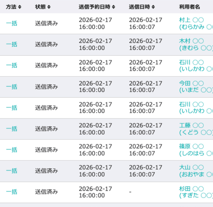 送信したメッセージの履歴を確認できる機能